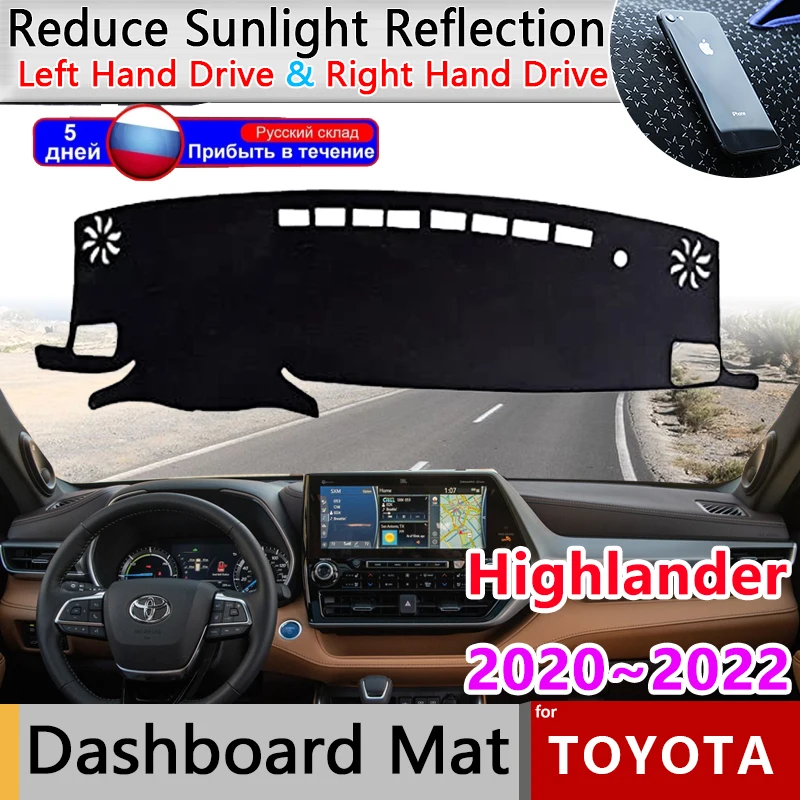 Dashboard Cover Mat Voor Toyota Highlander XU70 GSU75 Kluger 2020 2021 2022 Zonnescherm Dashmat Beschermen Tapijt Anti-Zon Pad sticker