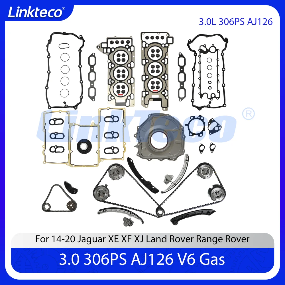 

Engine Full Gasket Set Timing Kit VVT Fit 3.0 T 3.0 L 306PS AJ126 For 14-20 Land Rover Range Rover LR4 Jaguar XE XF XJ F-Pace