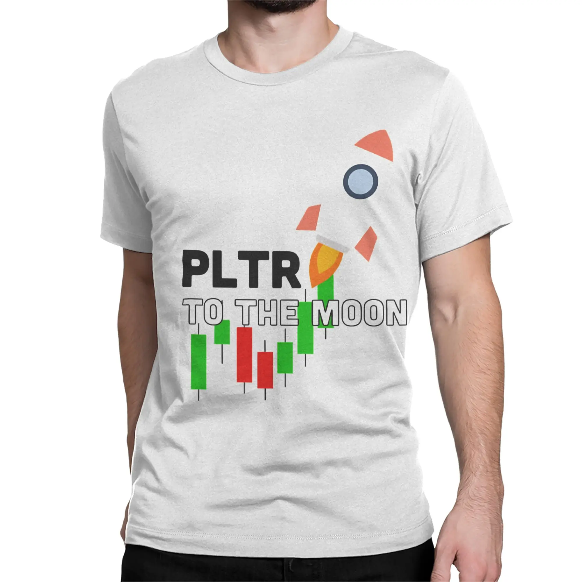 الرجال النساء تي شيرت Palantir $PLTR إلى القمر الشمعدان خمر القطن تيز قصيرة الأكمام تي شيرت طاقم الرقبة القمم هدية فكرة