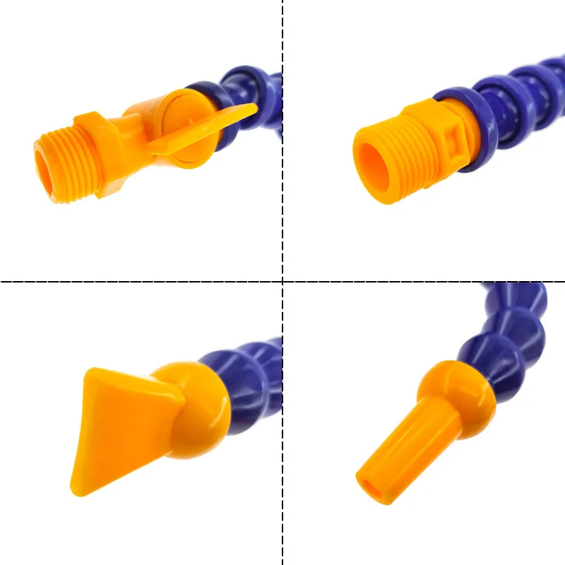 6Pcs Plastic Flexible Water Oil Coolant Tube 300/400/500mm 1/4 3/8 1/2 Hose Flat/Round Nozzle For CNC Milling Lathe Cooling Pipe