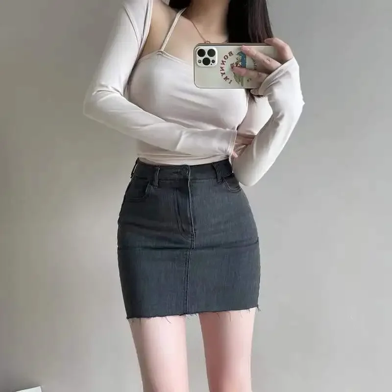 

Jeans Skirts for Women Midi High Waist Gyaru Luxury Elegant Korean Style Harajuku V Casual A Line Summer 2025 Woman Denim Skirt