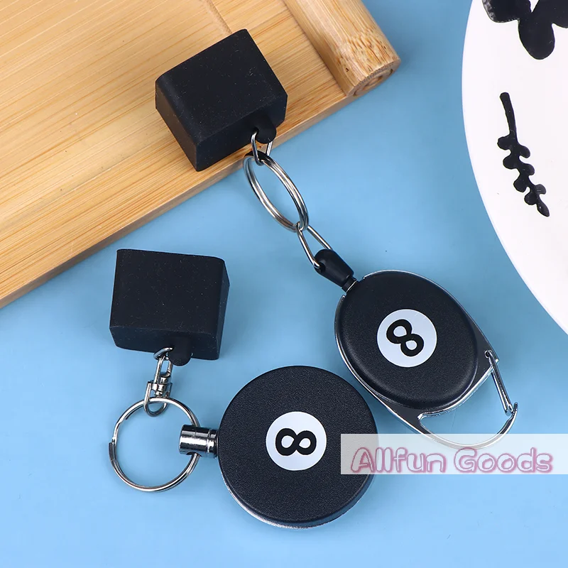 1Pc Black Billiard Telescoping Chalk Holder Snooker Pool Cue Chalk Holder Keychain Retractable Rope Chalk Holder W Mounting Clip
