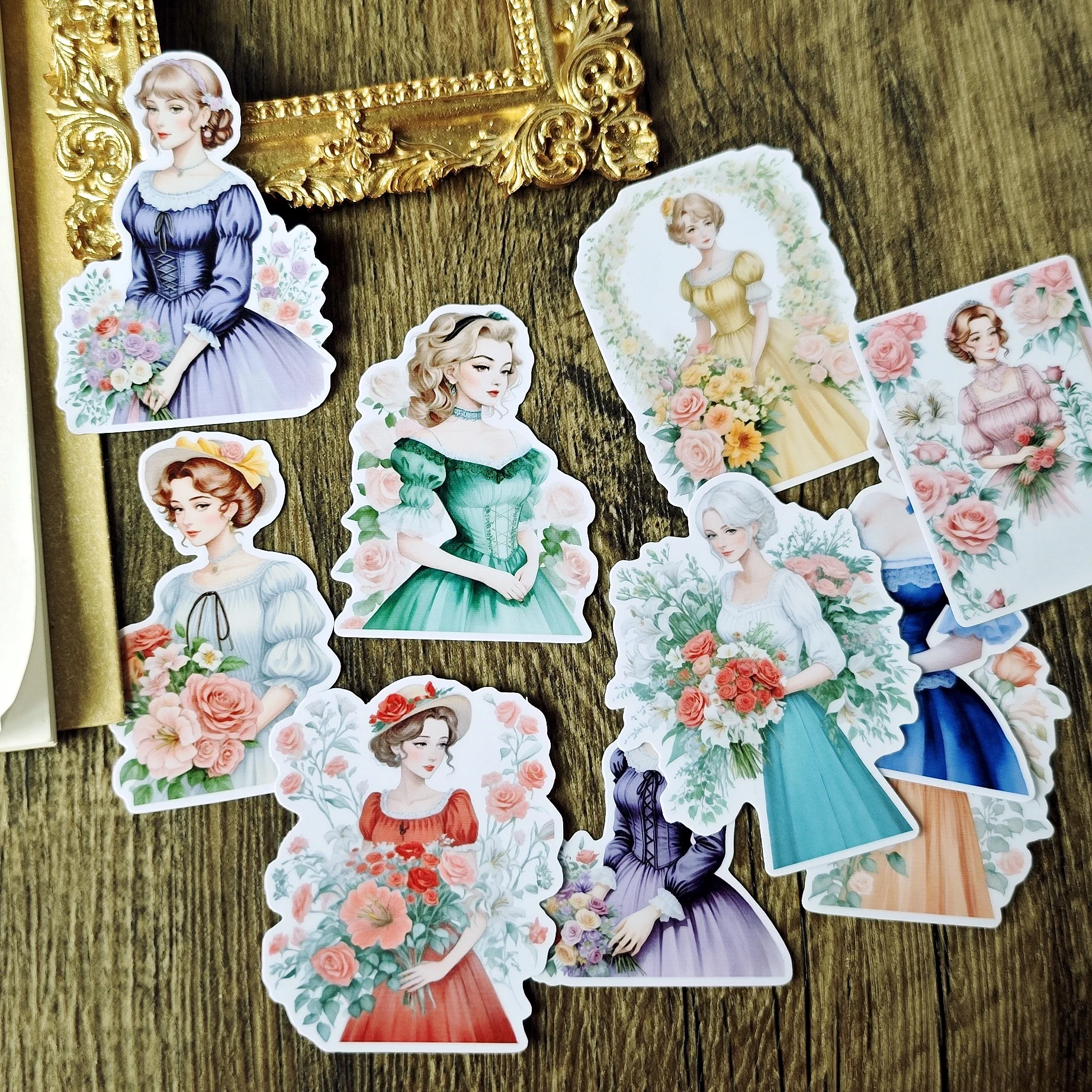 

Набор наклеек «Кавайная Виктория: Благородная девушка в акварельном саду» для скрапбукинга, дневников и декоративных проектов, винтажный стиль