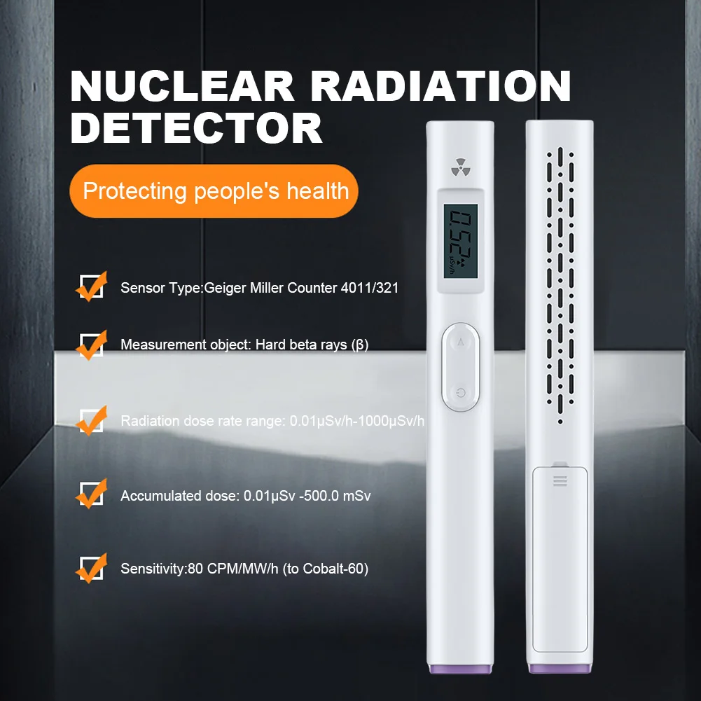 Geiger Counter Dosimeter 0.96-Inch TFT Display Radiation Dose Alarm Device 3 Mode Alarms Calibration Nuclear Wastewater Detector