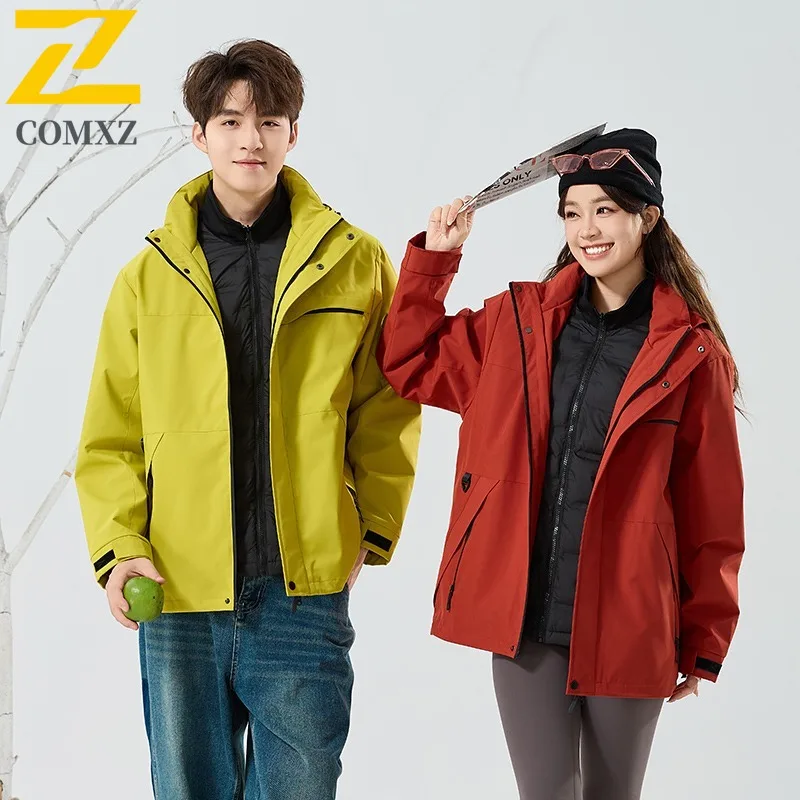 

COMXZ Men Down Jacket Solid Color Lightweight Warm Outdoor Adventure Skiing Puffer Jacket Mountain-Climbing Hooded Winter Jacket