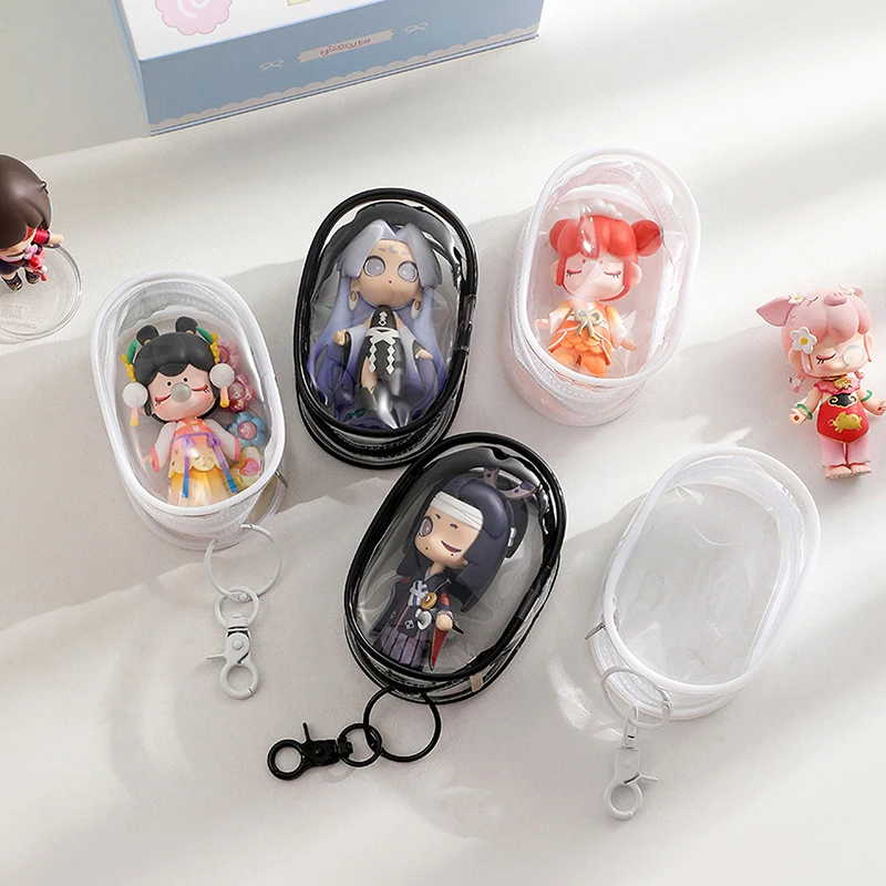 1PC Transparent Storage Box PVC Pouch Cute Cartoon Doll Display Dustproof Organization Doll Storage Box Gifts