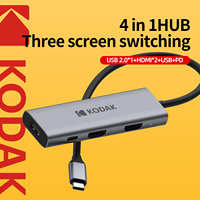 KODAK 4 In 1 USB C HUB 4K 60Hz Type C to HDTV-compatible PD Multi Splitter Adapter For Macbook USB 3.0 HUB TF SD Multi Converter