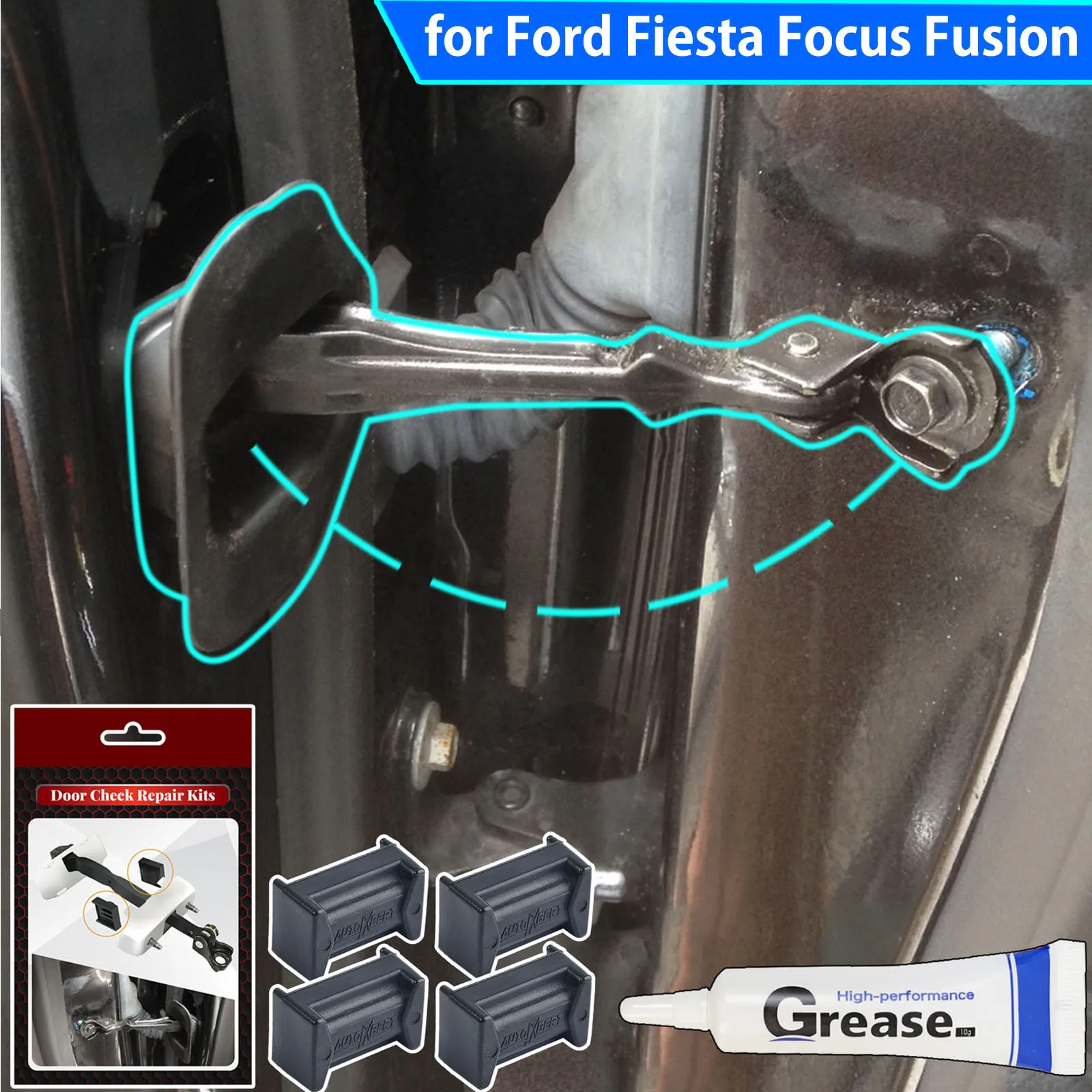 

Ремень для проверки двери автомобиля, комплект для ремонта стопора для Ford Fiesta Focus Fusion Mondeo Escape, проверочная сборка, ограничитель, зажим, шарнир, демпфирование 2001
