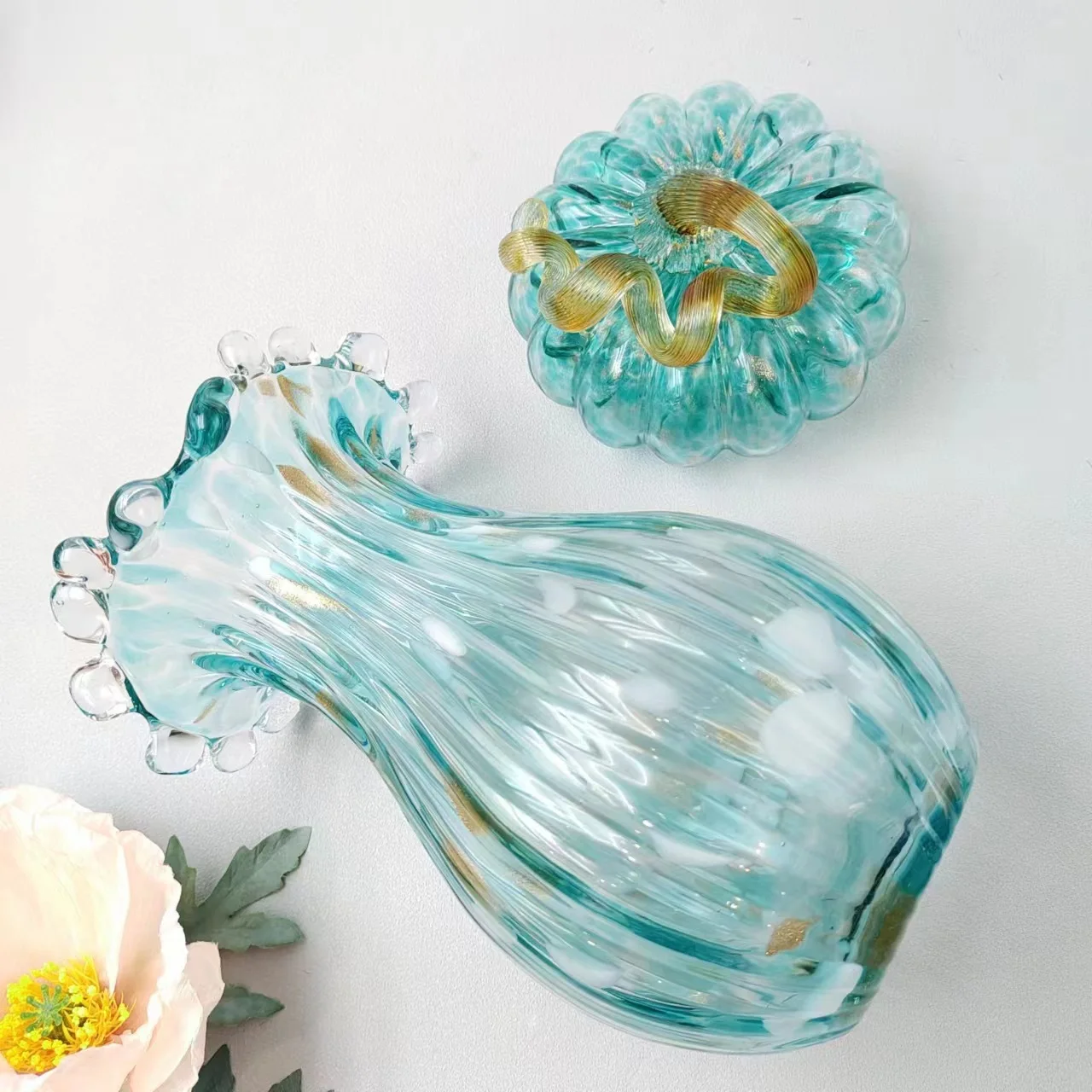 Nordic Simple Glass Vase Glass Pumpkin Handmade Glass Vase Living Room Flower Arrangement Hallway