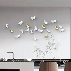 Punch-free butterfly wall decoration living room bedroom pendant light luxury electroplating creative wall decoration