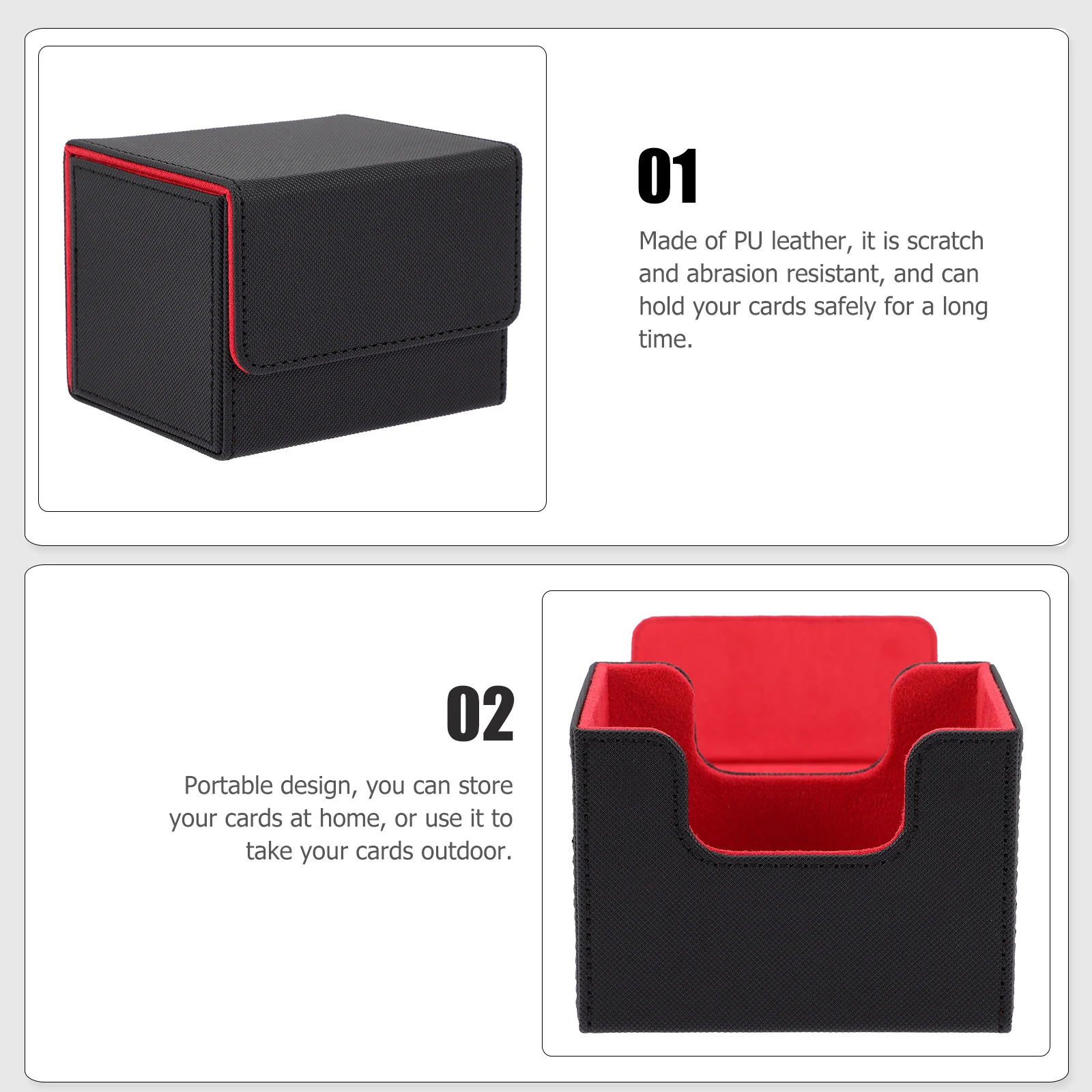 

PU Games Cards Box with Large Capacity for Card Desk Storage Organizer Waterproof Scratch Resistant Playing Cards