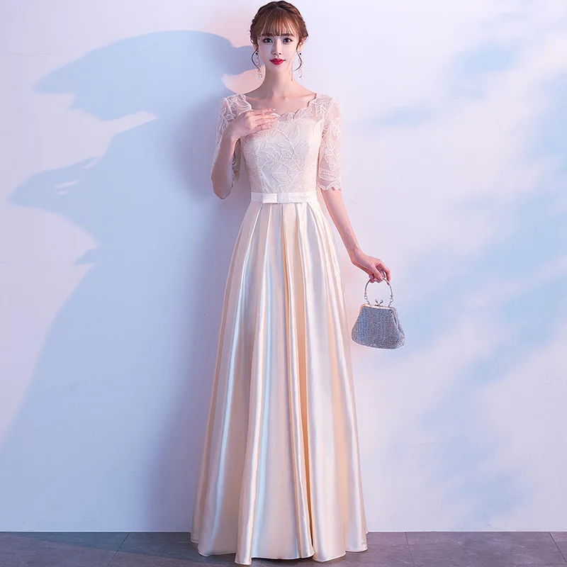 

2023 New Fashion Evening Dress Illusion Half Sleeve O-neck Floor Length Prom Dresses a Line Banquet Party Dress Haute Couture