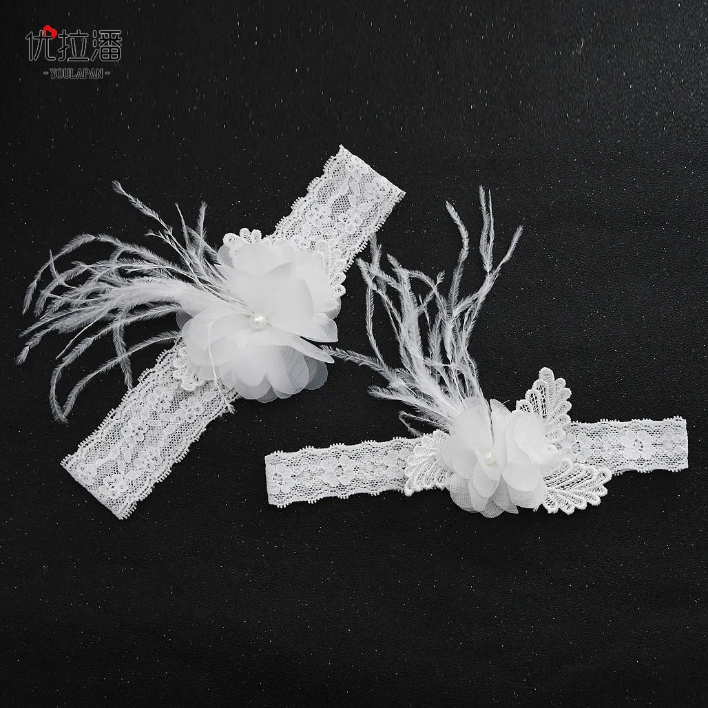 

Bridal Leg Band Handmade Flower Feather Decoration Sexy Lace Hollow Leg Cover Fascinators for Women Elegant Bridal Accessories