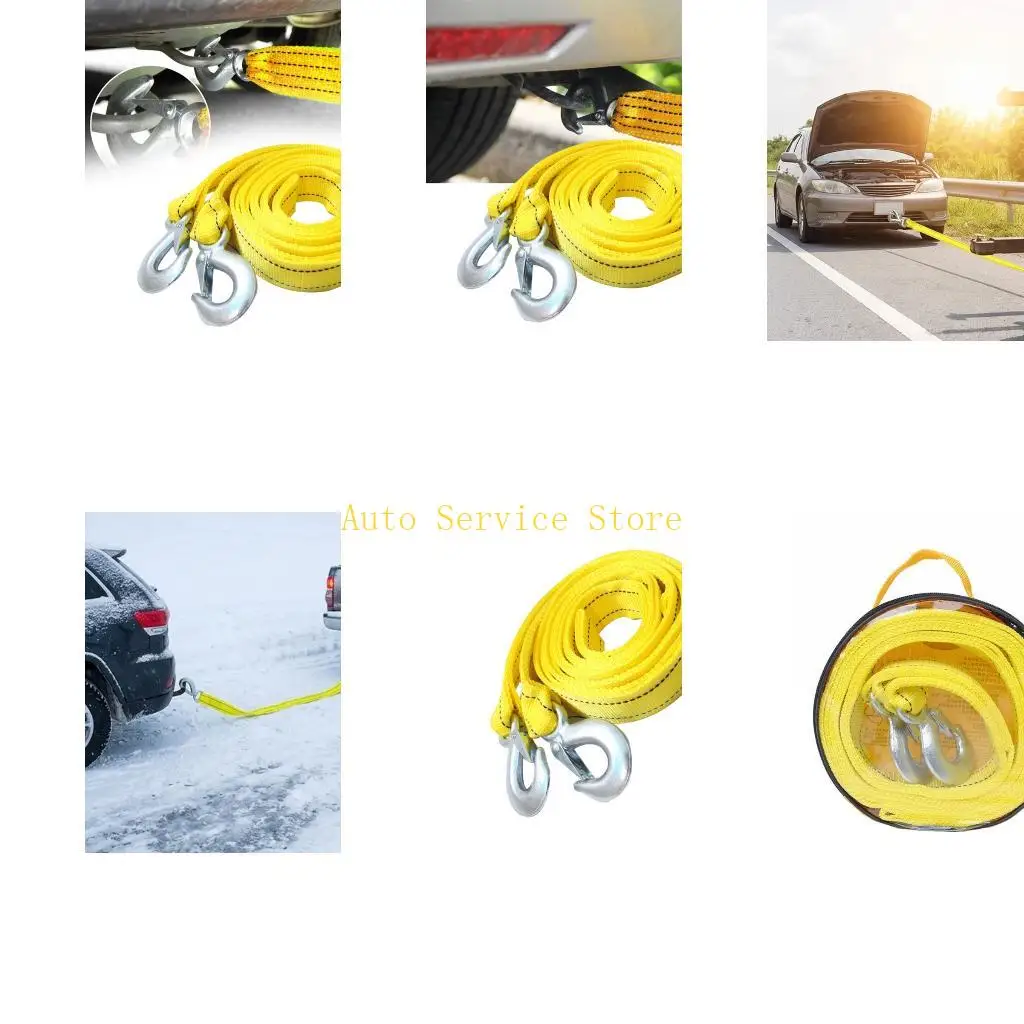 462A High Visibility 300Cm Tow Rope With Quick Hooks Reliable Car Accessory for Trucks Boat Emergency Accessories