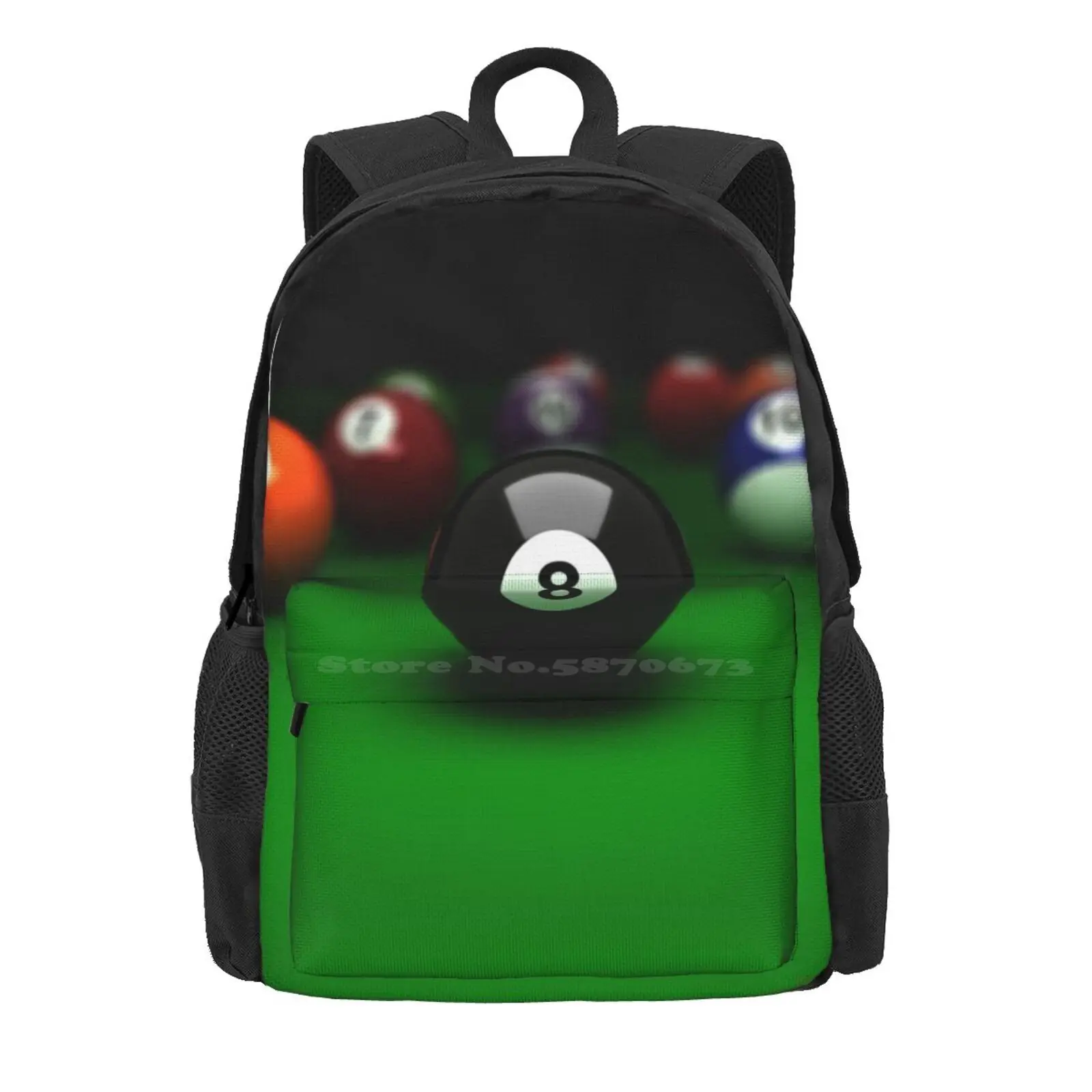 Number Eight, Billiards Hot Sale Schoolbag Backpack Fashion Bags Numbereight Billiards Balls Play Gamers Green Billiardball