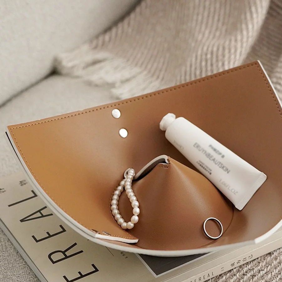 Jewelry Storage Plate Leather Storage Box Foyer Key Organization Ornament Jewelry Tray