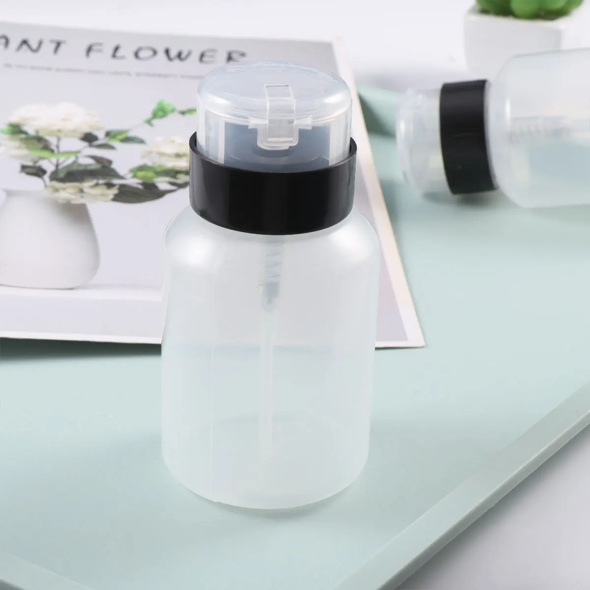 2 個 210 ミリリットルマニキュアポンプボトルファインクラフト軽量サブパッケージボトル水石鹸保管ポンプボトル用