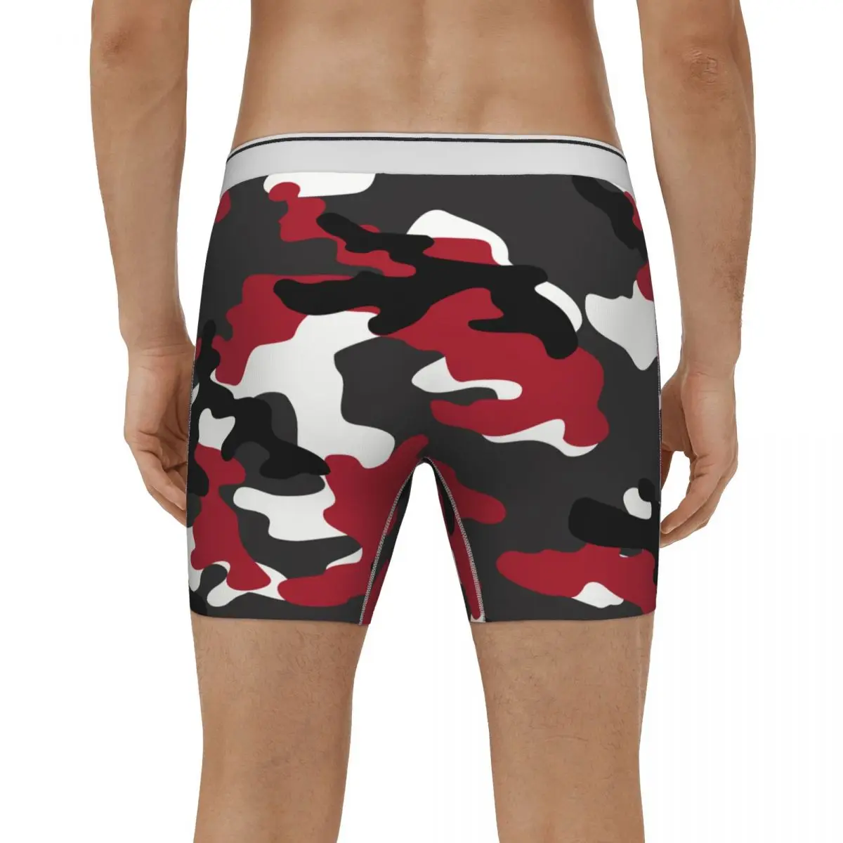 Vermelho militar camuflagem masculina cueca longa do exército camo boxer shorts calcinha engraçado meados de cintura cueca para homme