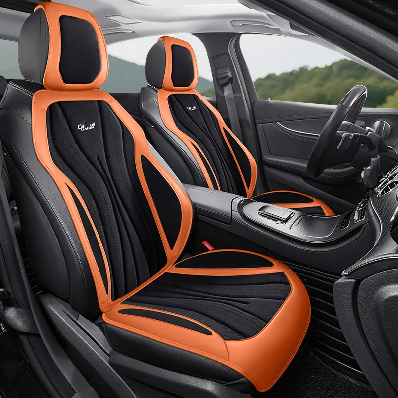 

Luxury Suede Leather Car Seat Cover Full Set Non Slip Seat Cushion Car Accessories Interior Universal Car Seat Protective Covers