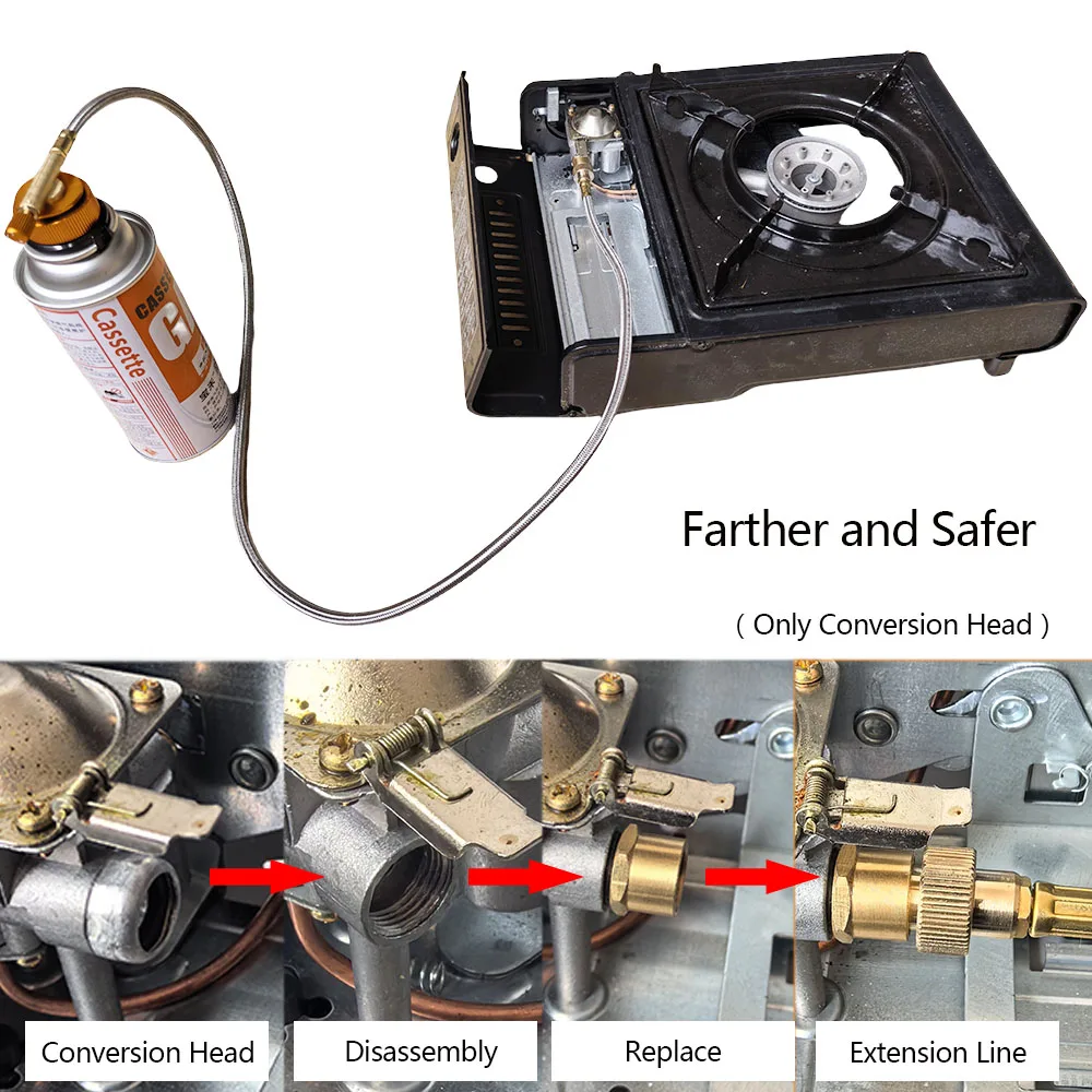 رأس تحويل موقد الكاسيت، تحويل إلى تمديد خزان الغاز لخزان الغاز أطول وأكثر أمانا ملحقات محول التخييم في الهواء الطلق #2