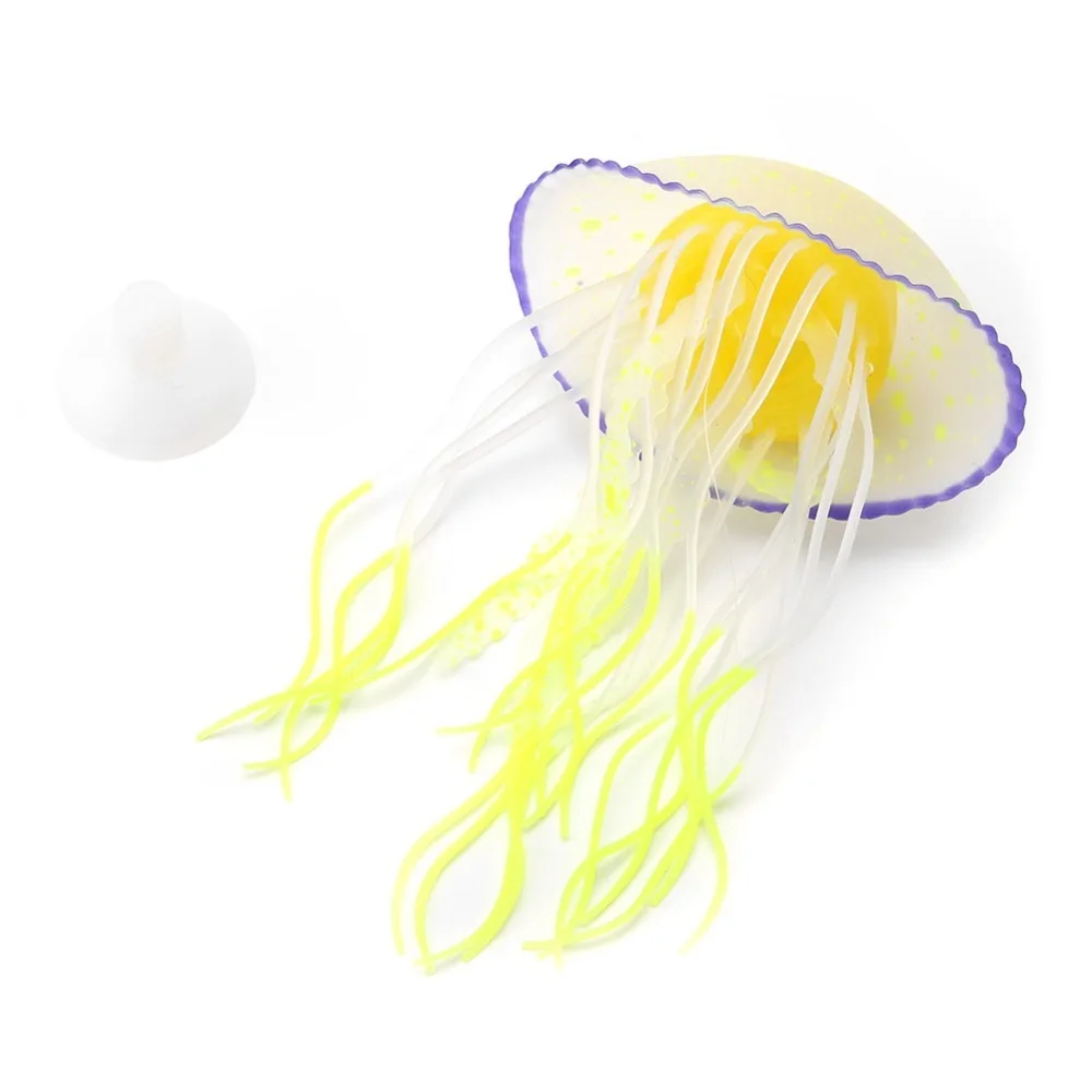 

Silicone Aquarium Jellyfish Decoration Glowing Soft Texture Simulation Jellyfish Suction Cup Fluorescent Effect