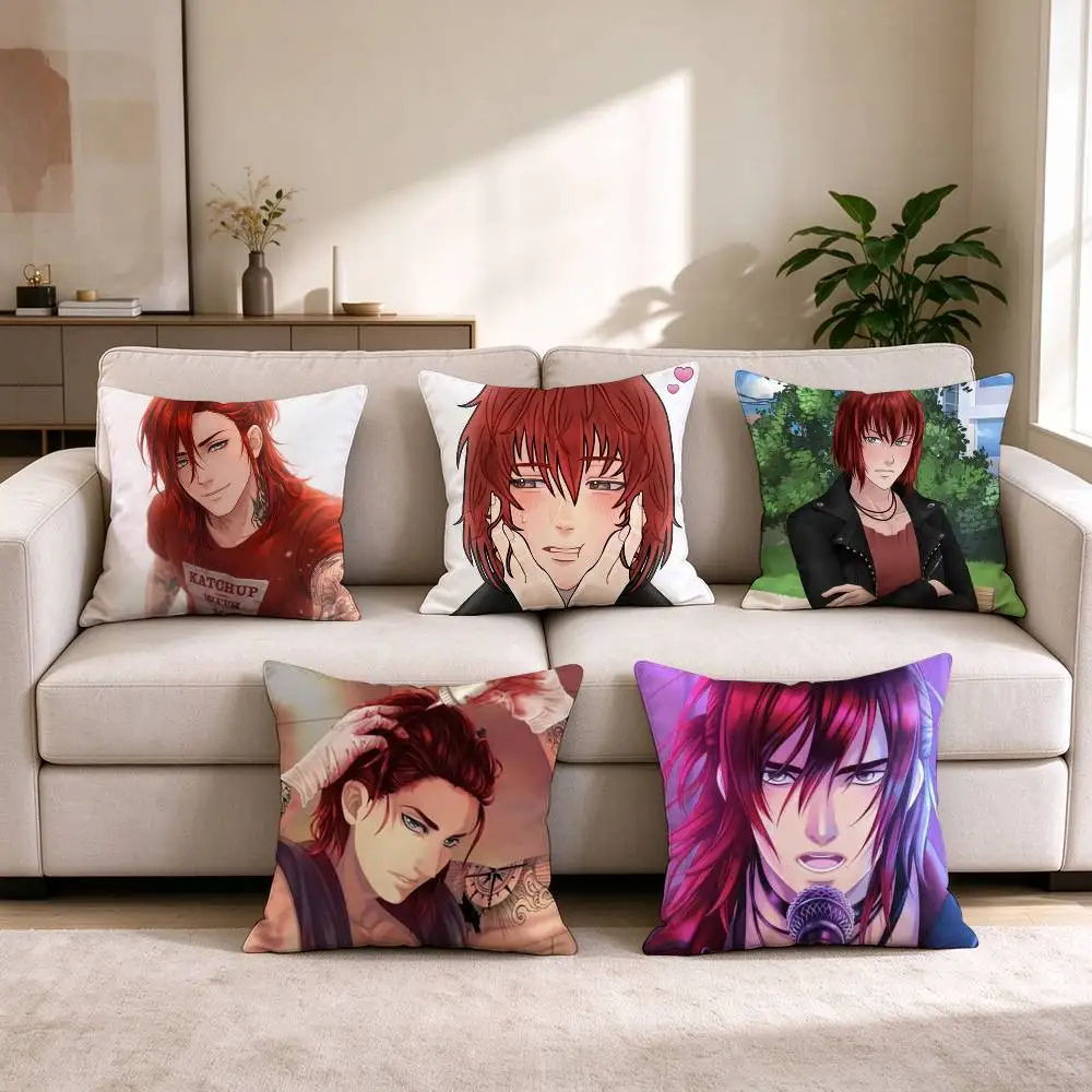 C-Castiel Corazon de Melon Otome Game  Pillow Case Square Double-Sided Sofa Cushion Cover Bedroom Bedside Pillow