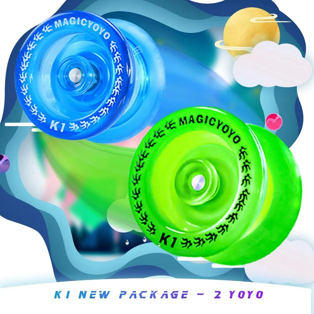 MAGICYOYO K1 Plus Professional Responsive Yoyo for Kids,Plastic Yoyo with Narrow C Bearing,Yoyo for Beginners (Blue&Green)