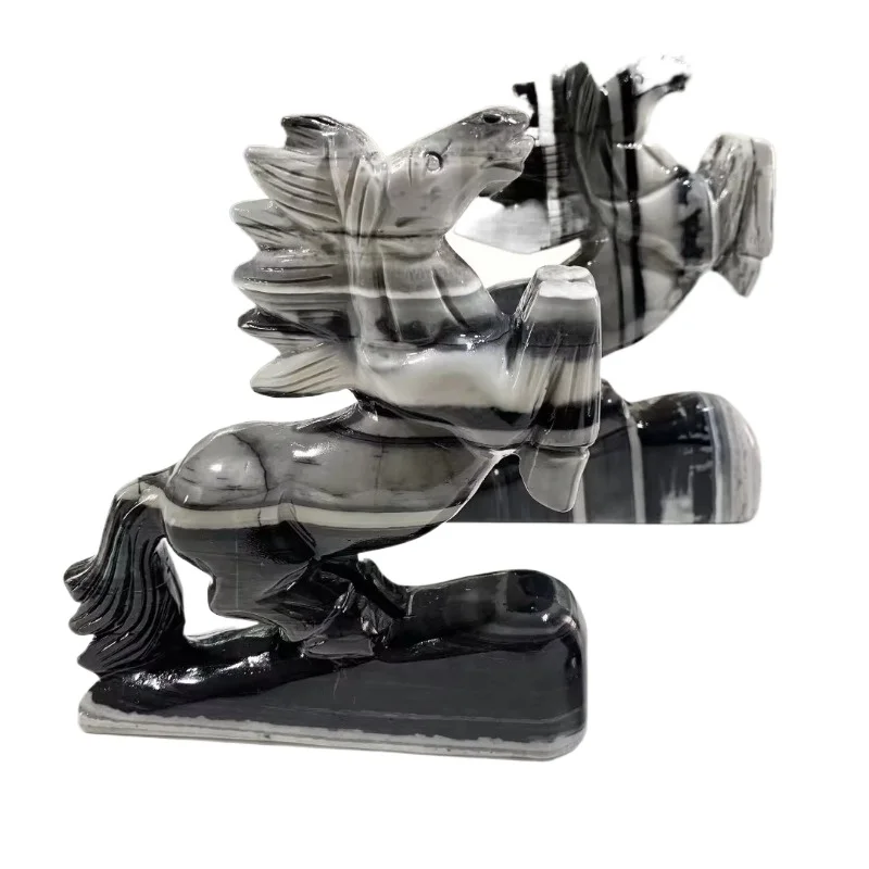 

Natural Tai Chi Stone Horse Crystal Carving Feng Shui Home Decoration Entrance Desk Gift Ornament