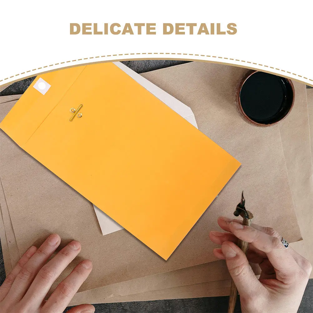 100Pcs Manila Clasp Envelopes Letter Size Kraft Paper Document Envelope for Legal Contracts Mailing Office File Storage Yellow