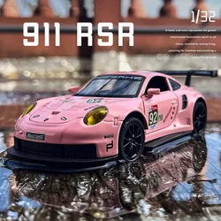 男の子用合金車モデルおもちゃ,1:32,sche 911,gt3,rsr,青,シミュレーション,装飾,コレクション,ギフト,ディーキャスティング