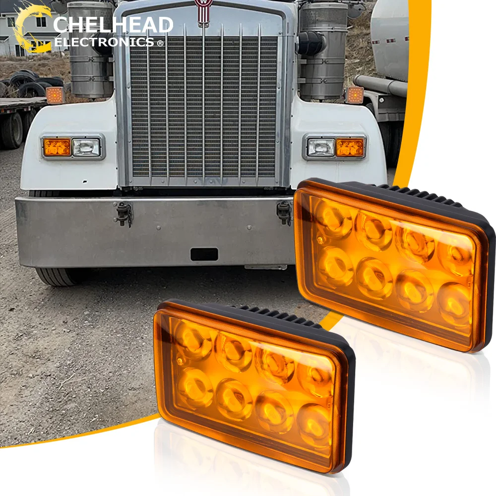 2Pcs Led Amber Truck Fog Lights Auxiliary Driving Work Light for Offroad Vehicles Tractor Pickup Cabin Boat Car SUV ATV RV