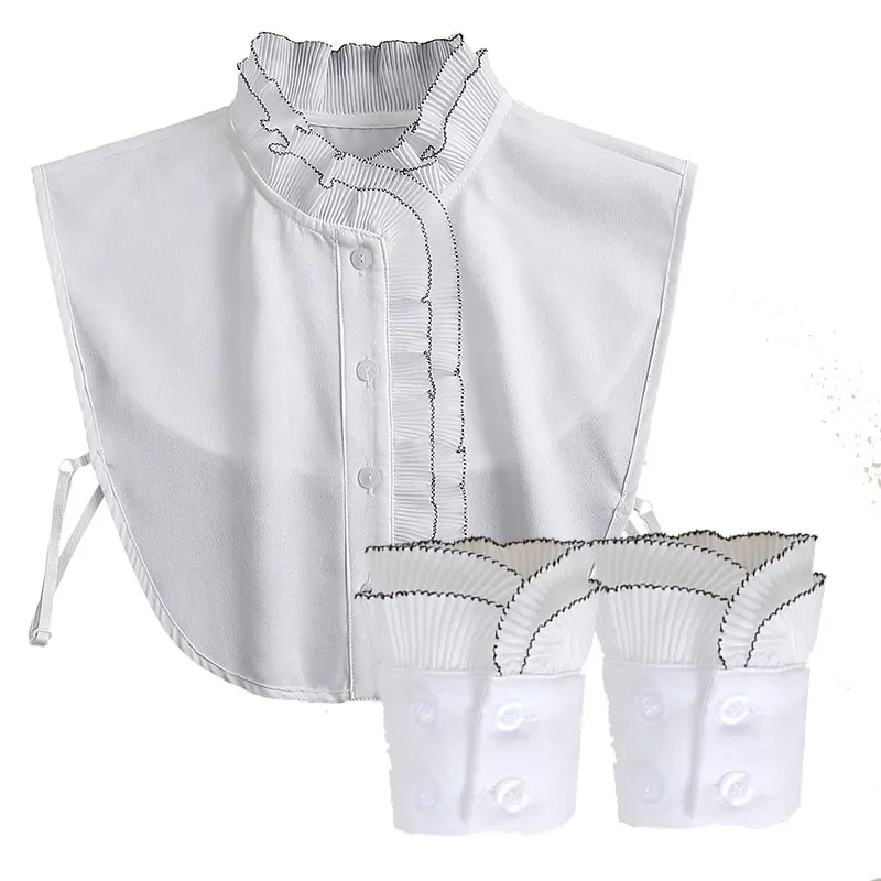 

Мужские комплекты с искусственным воротником и искусственными манжетами-стойкой, полосатая полурубашка с искусственным воротником + рубашка с рукавами, комплект со съемным воротником для мужского подарка