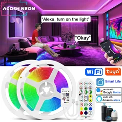 Tuya WiFi RGB Led Strip Tape 24V 30M Smartlife RGB Led Ribbon Light Music Sync Light Strip 18LEDs/M RGB Lamp For Room Decor