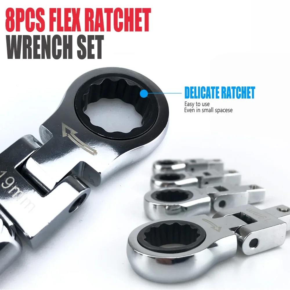 11-Piece Detachable Replaceable Plug Ratchet Wrench Multi-Function Fast Wrench Labor-Saving Auto Repair Tools