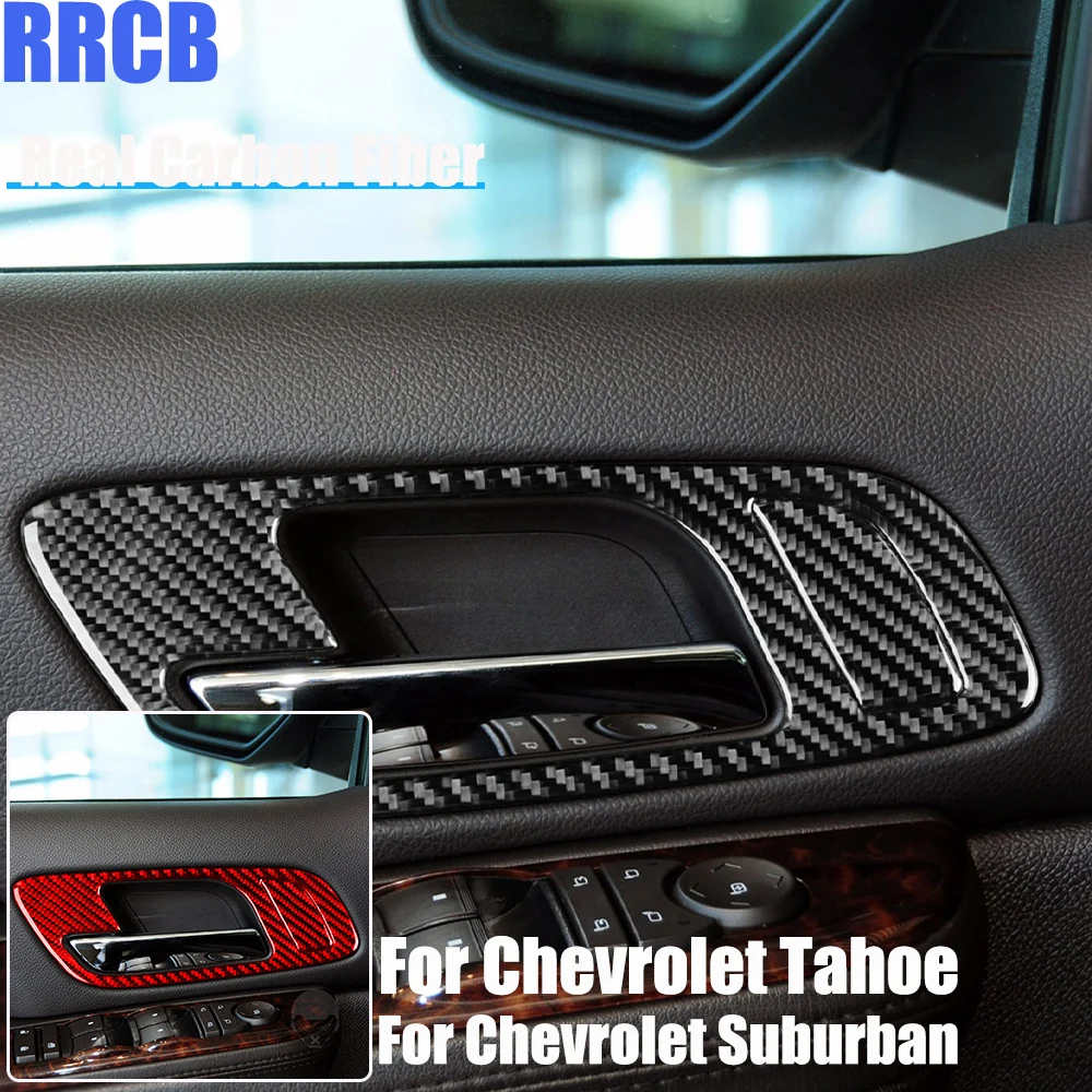 

Real Carbon Fiber Car Accessories Door Handle Frame Trim Decorative Soft Cover Sticker For Chevrolet Tahoe/Suburban 2007-2014