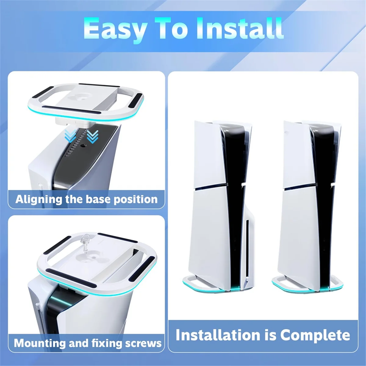 Вертикальная подставка A07I для тонких игровых консолей, настольная нескользящая основа с 7 RGB-подсветками черного цвета