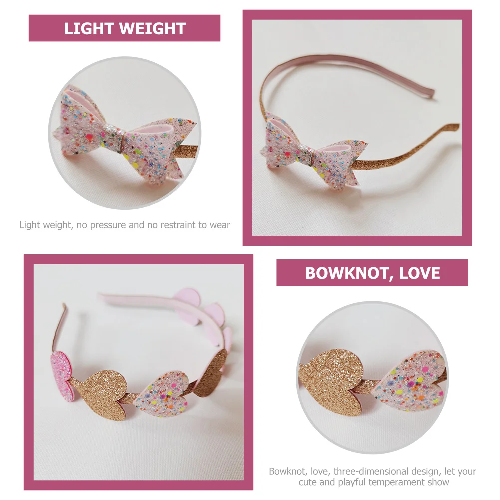 3 stuks kinderen hart haarband glitter boog lichtgewicht kinderen haar hoepels verjaardagscadeaus kind hart haarband kinderen vlinders hoofdband