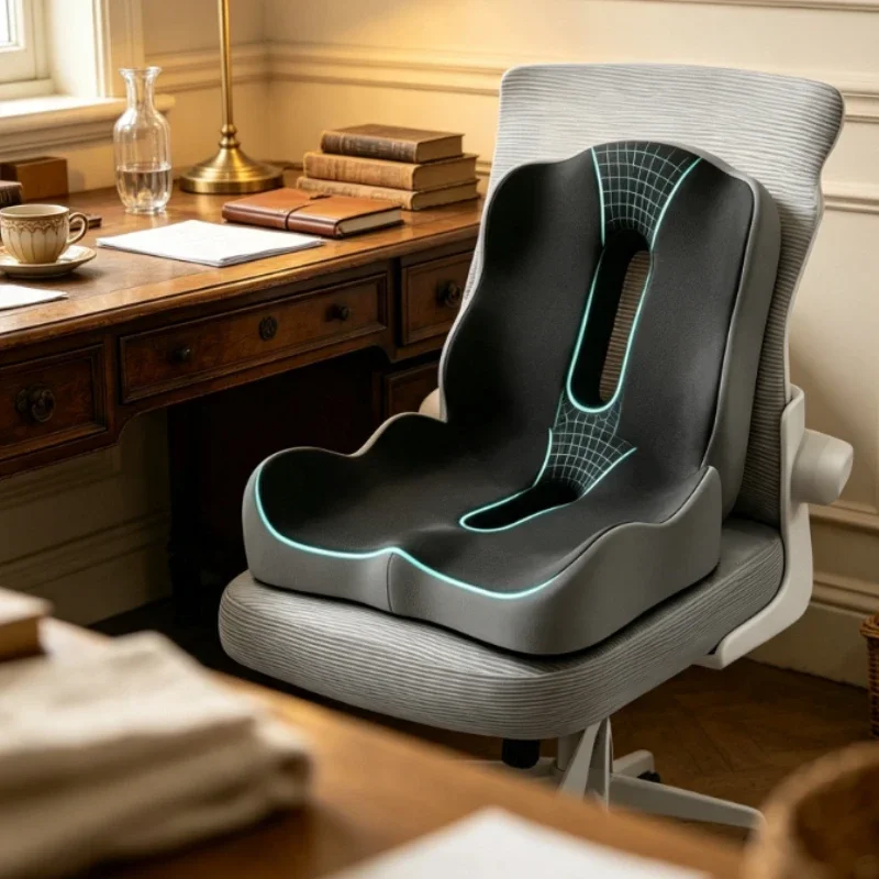 Ergonomic Memory Foam Seat Cushion, Washable Non-Slip Car & Office Chair Pad, Pain Relief Comfort for Long Driving and Sitting