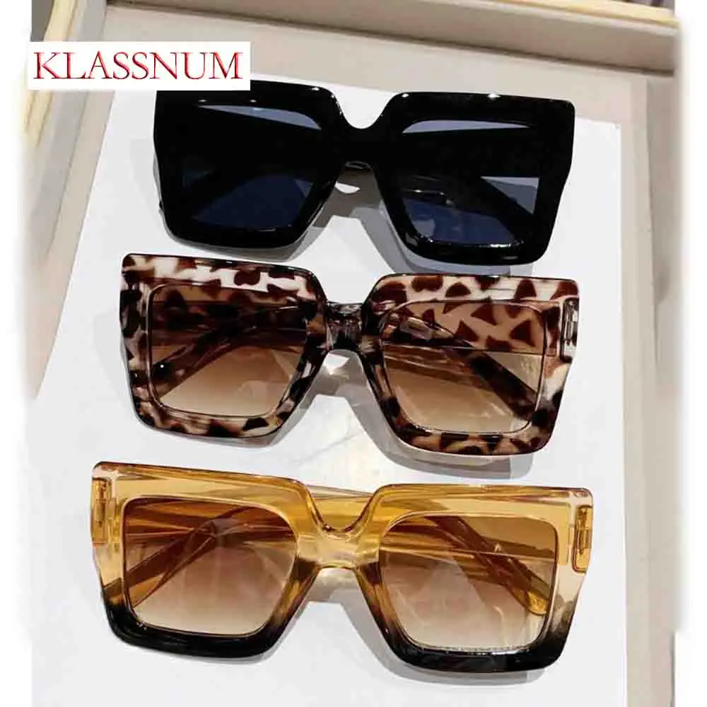 

KLASSNUM Retro Big Square Eyeglasses Frames Women Men Fashion Black Clear Glasses Vintage Optical Frames Oculos De Grau Gafas