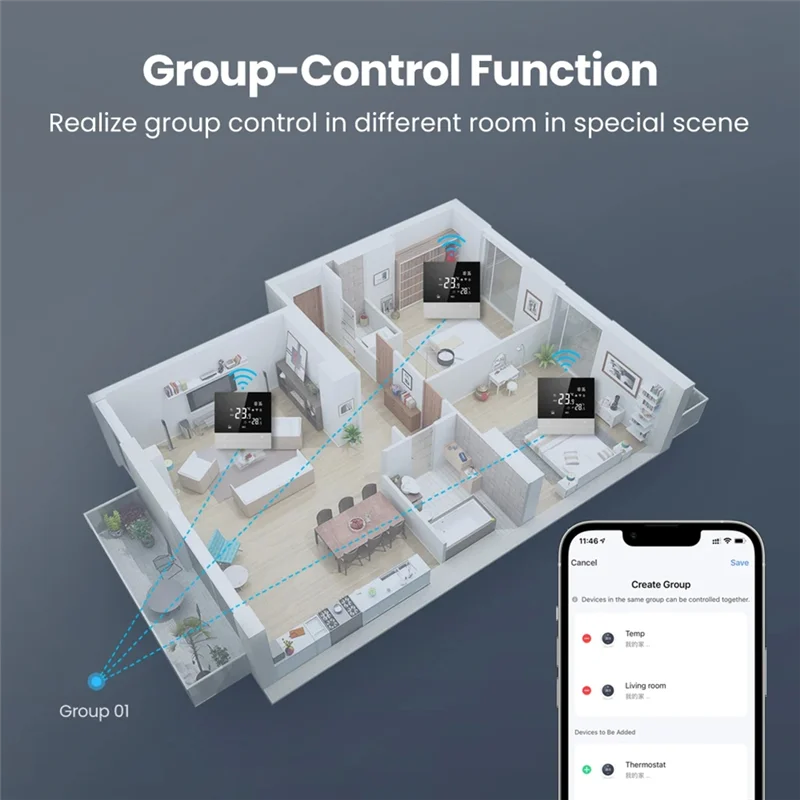 TOP ข้อเสนอ Tuya WiFi Smart Thermostat ไฟฟ้าอุณหภูมิความร้อน Controller สําหรับ Google Home Alexa ติดตั้งง่าย (A)