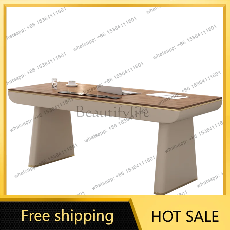 PG light luxury desk modern simplicity high sense living room home study rock slab cream wind desk