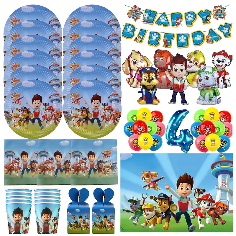 Paw Patrol Birthday Party Decorations Kits New PAW Patrol Paper Plates Napkins Cups Balloons Happy Birthday Supplies Set for Kid