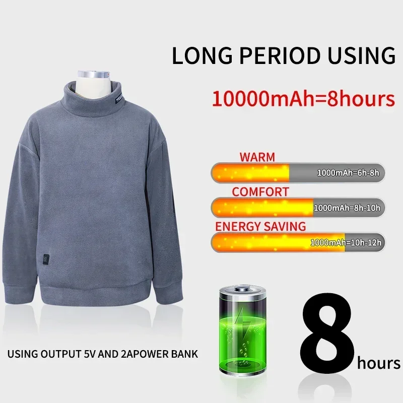 New Heated vest area Electric hoodie Men's and women's sportswear Heated coat Graphene Heated coat USB  hoodie 2024 2025