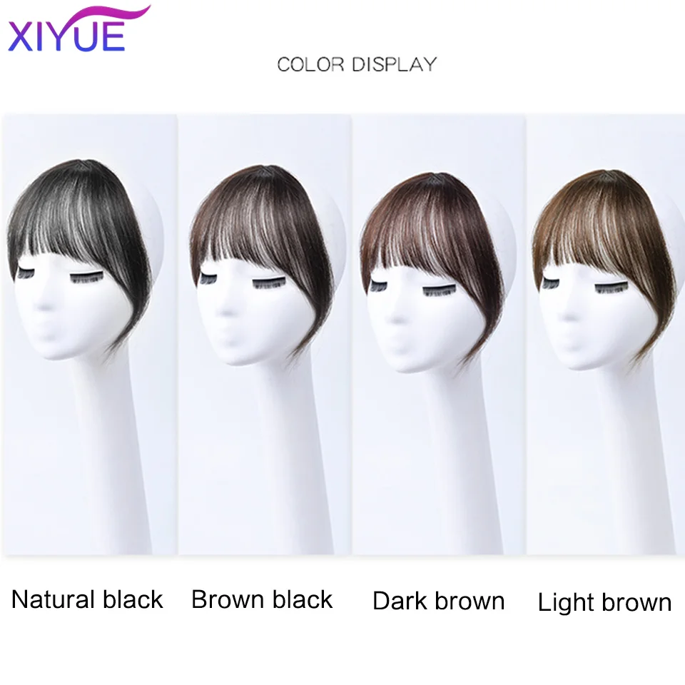 XIYUE Synthetic Air Bangs Heat Resistant Hairpieces Hair Women Natural Short Black Brown Bangs Hair Clips For Extensions