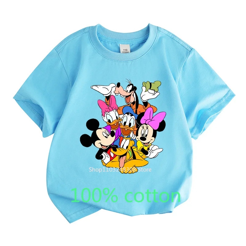 Mickey Mouse's House donald duck Summer Children Clothes 100%Cotton T-shirt Kids Top Cartoon Toddler Round Neck Short-sleeved