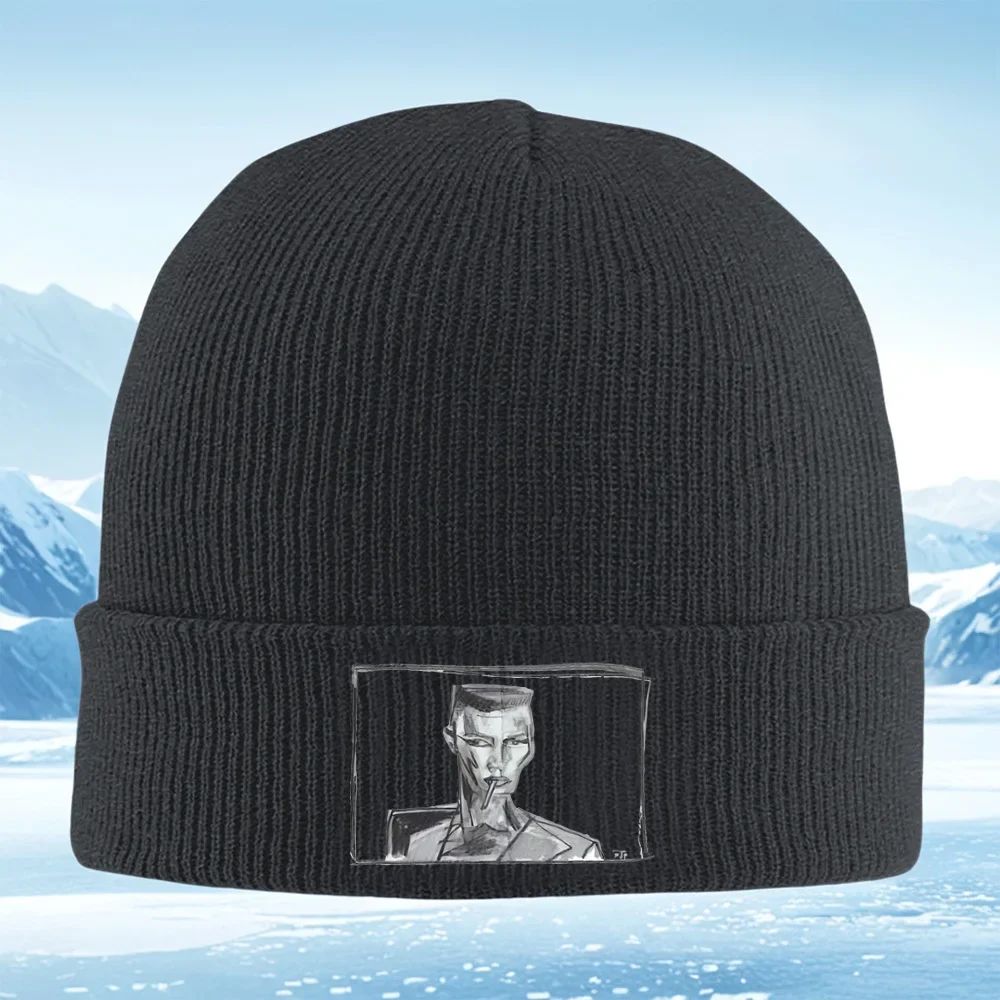 2026 Face cigarette smoking portrait black Men Women Unisex Knitted Hat Beanie Pullover Cap Winter Thermal Warm Christmas Outdoo
