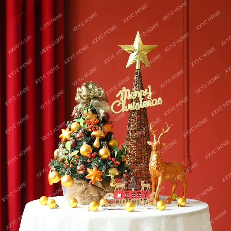 Christmas decorations, Christmas tree tabletop ornaments, shopping mall store front desk pink small scene arrangement package