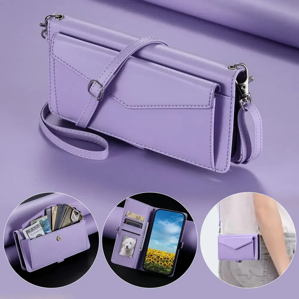 S25 Ultra S23 S22 S21 S20 FE 5G Leder Brieftasche Fall Umhängetasche Funda für Samsung Galaxy S24 Plus S 25 24 23 Note 20 Flip Etui