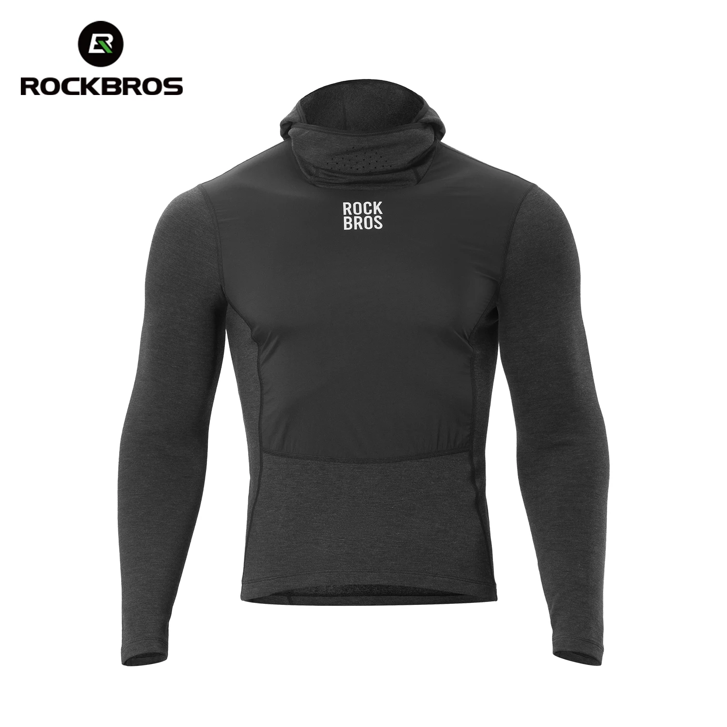 ROCKBROS Fahrradtrikot Winddichtes Thermo-Balaclava Integriertes Design Fahrrad-Kapuzenoberteil Fleece-Gefüttert Langarm-Fahrradtrikot