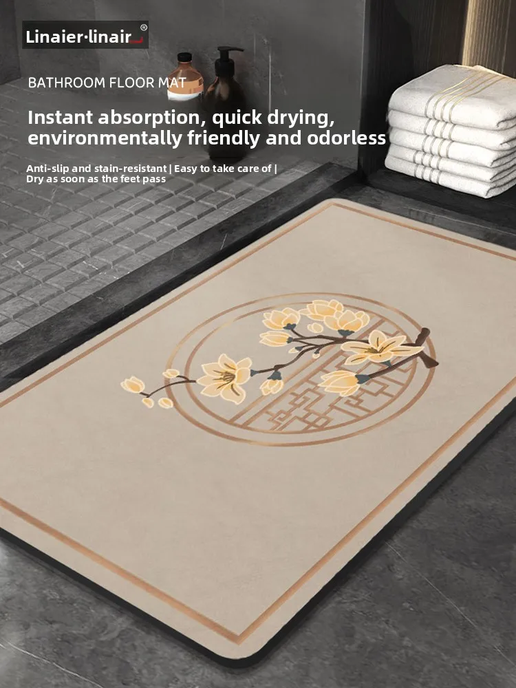 

Silicone Batoom Mat Toilet Soft Foot Pad Absorbent Non-Slip Qui Dry Geometric Pattern hine Weave Home Use Rug Large Size